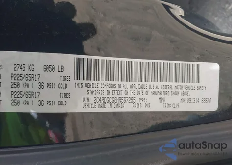 2017 Dodge Grand Caravan Sxt z USA, uszkodzony, nr VIN 2C4RDGCG8HR567295